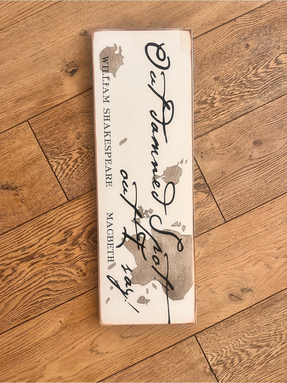 William Shakespeare 'Macbeth' Decorative Wall Sign - White and Brown